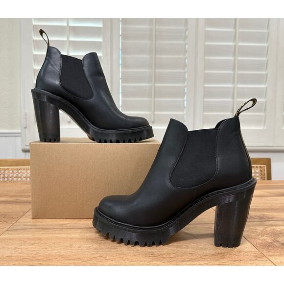 Dr. Martens Docs Hurston Leather Heeled Chelsea Boots Black Sendal Size 8 NWOB - Picture 8 of 12